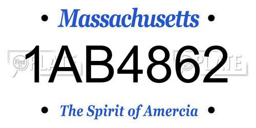 1AB4862 Massachusetts License Plate