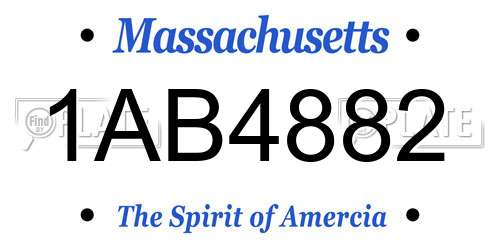 1AB4882 Massachusetts License Plate