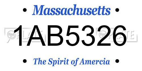 1AB5326 Massachusetts License Plate