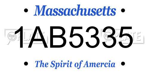 1AB5335 Massachusetts License Plate