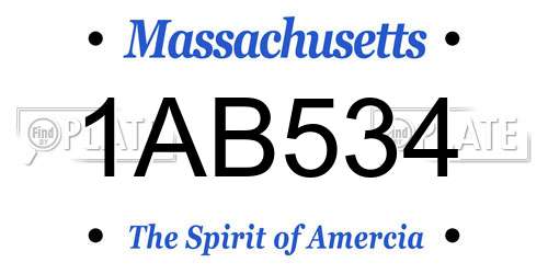 1AB534 Massachusetts License Plate