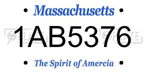 1AB5376 Massachusetts License Plate