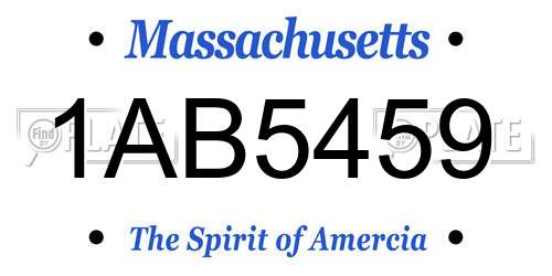 1AB5459 Massachusetts License Plate