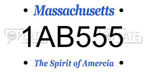 1AB555 Massachusetts License Plate