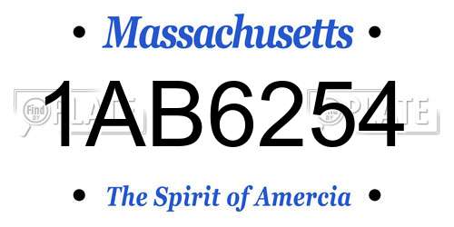 1AB6254 Massachusetts License Plate