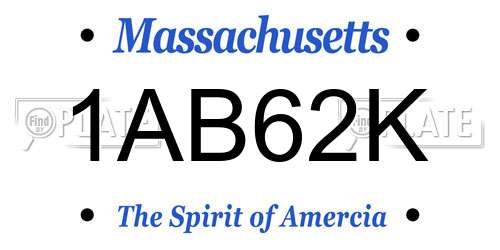 1AB62K Massachusetts License Plate