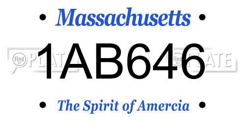 1AB646 Massachusetts License Plate
