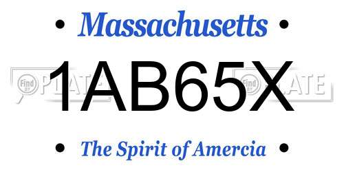 1AB65X Massachusetts License Plate