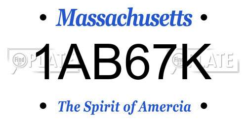 1AB67K Massachusetts License Plate