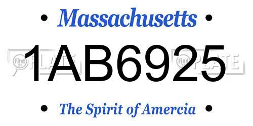 1AB6925 Massachusetts License Plate