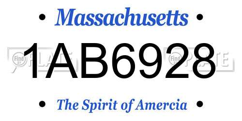 1AB6928 Massachusetts License Plate