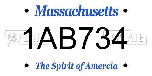 1AB734 Massachusetts License Plate