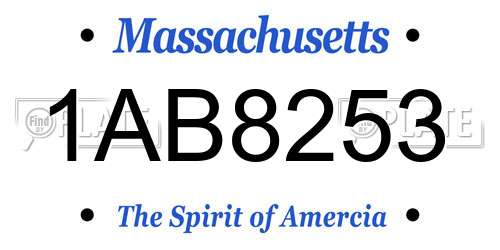 1AB8253 Massachusetts License Plate