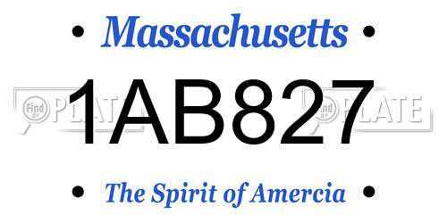 1AB827 Massachusetts License Plate