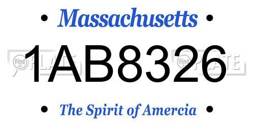 1AB8326 Massachusetts License Plate