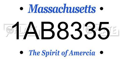 1AB8335 Massachusetts License Plate