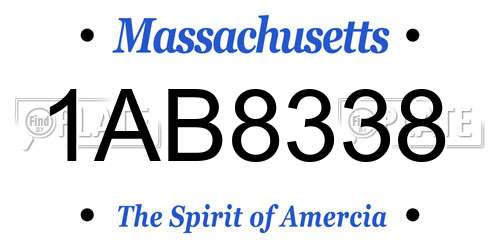 1AB8338 Massachusetts License Plate