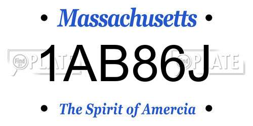 1AB86J Massachusetts License Plate