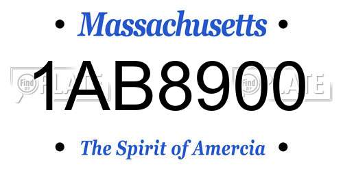 1AB8900 Massachusetts License Plate