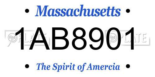 1AB8901 Massachusetts License Plate