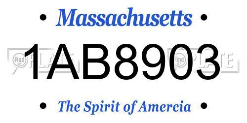 1AB8903 Massachusetts License Plate