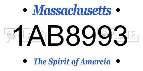 1AB8993 Massachusetts License Plate