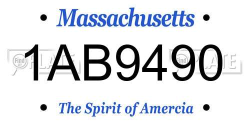 1AB9490 Massachusetts License Plate