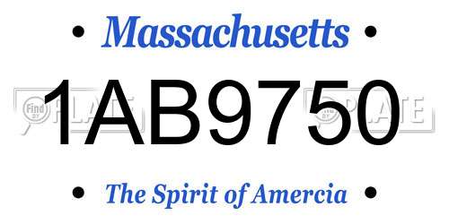 1AB9750 Massachusetts License Plate