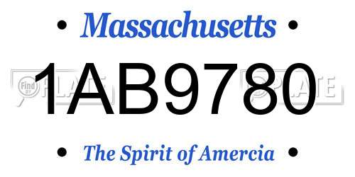 1AB9780 Massachusetts License Plate