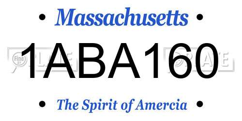 1ABA160 Massachusetts License Plate