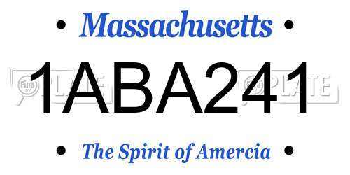 1ABA241 Massachusetts License Plate