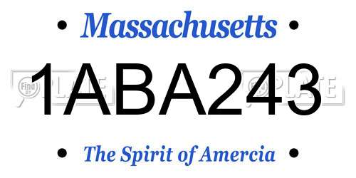 1ABA243 Massachusetts License Plate