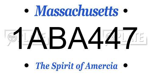 1ABA447 Massachusetts License Plate