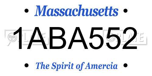 1ABA552 Massachusetts License Plate
