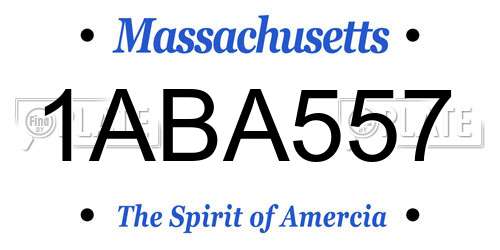 1ABA557 Massachusetts License Plate
