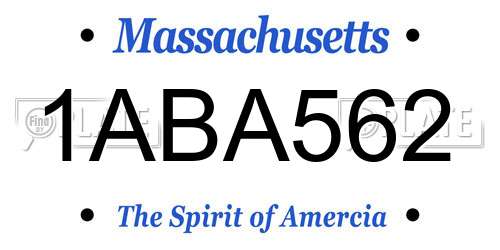 1ABA562 Massachusetts License Plate