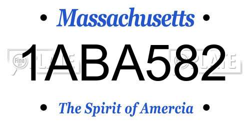 1ABA582 Massachusetts License Plate