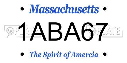 1ABA67 Massachusetts License Plate