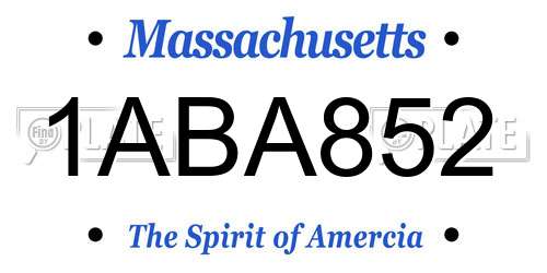 1ABA852 Massachusetts License Plate