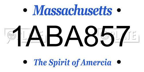 1ABA857 Massachusetts License Plate