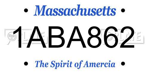 1ABA862 Massachusetts License Plate