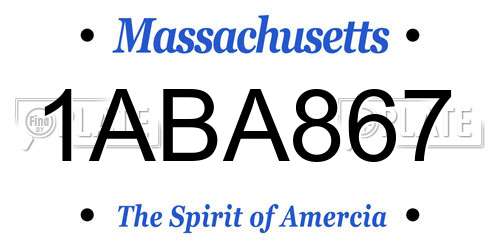 1ABA867 Massachusetts License Plate