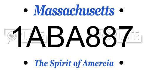 1ABA887 Massachusetts License Plate