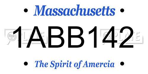 1ABB142 Massachusetts License Plate