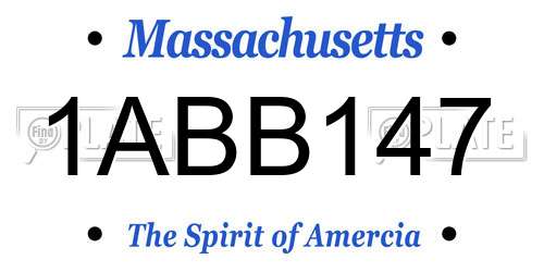 1ABB147 Massachusetts License Plate