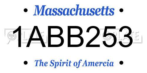 1ABB253 Massachusetts License Plate