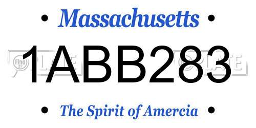 1ABB283 Massachusetts License Plate