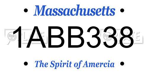 1ABB338 Massachusetts License Plate