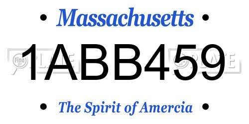 1ABB459 Massachusetts License Plate