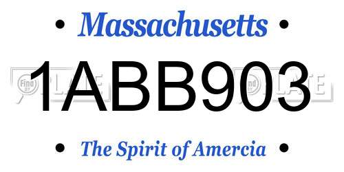 1ABB903 Massachusetts License Plate
